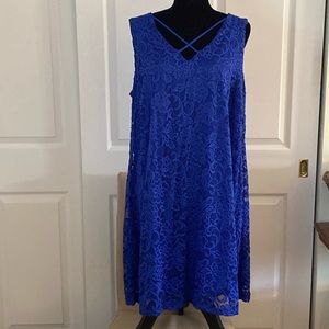 Royal blue Lace overlay, sleeveless dress 1X
